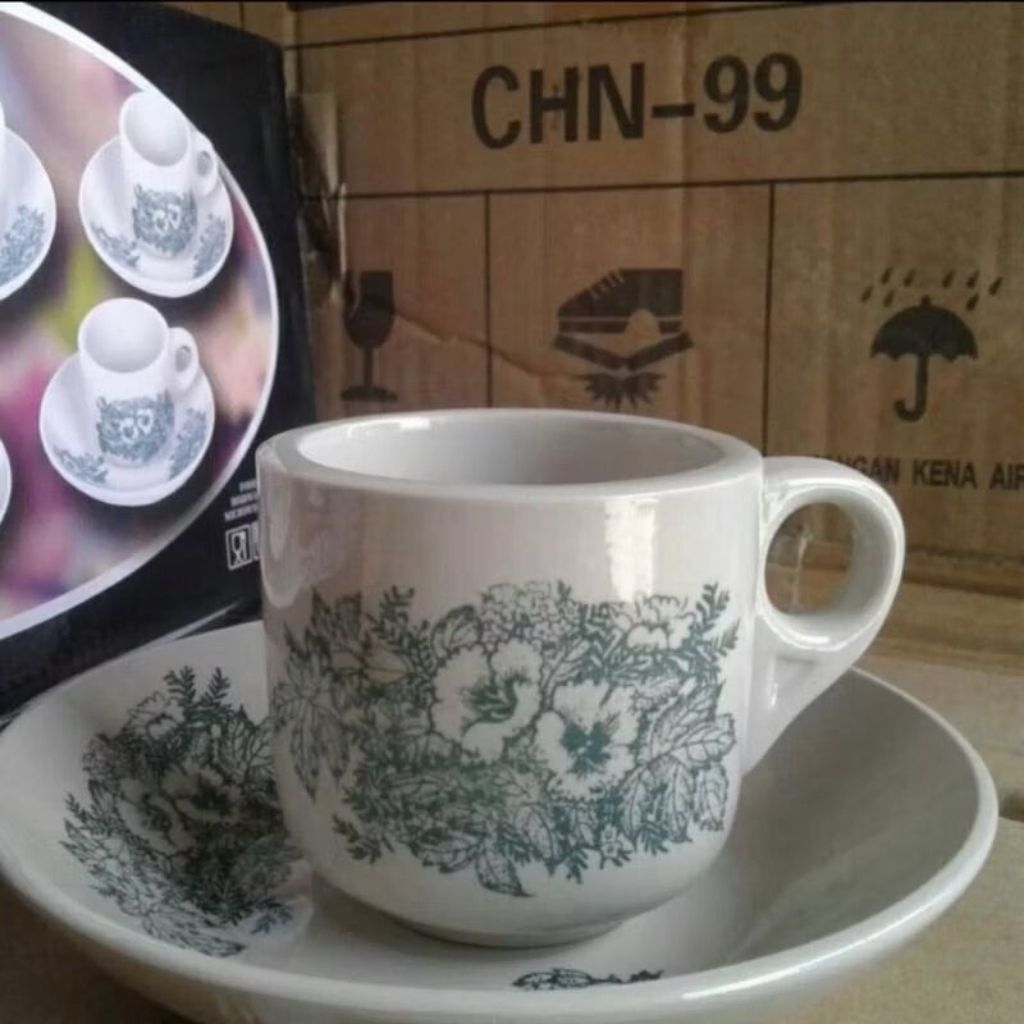 Cangkir Piring Kopi Morito/ Gelas kopitiam/Gelas Keramik/Mug Gelas Kopi