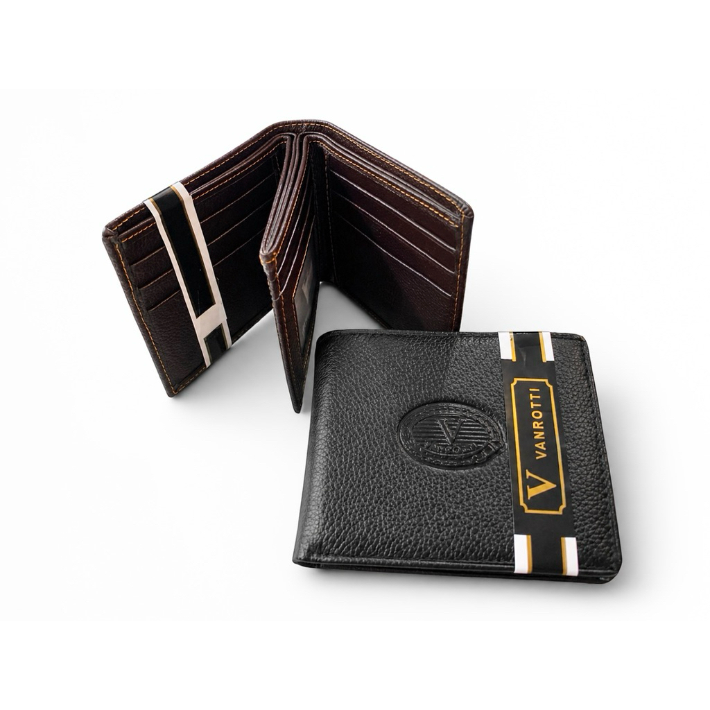 [8-18] Vanrotti Dompet Pria 3 Dimensi Kulit Sapi Asli & Kulit Jeruk Elegant Simple untuk Pria