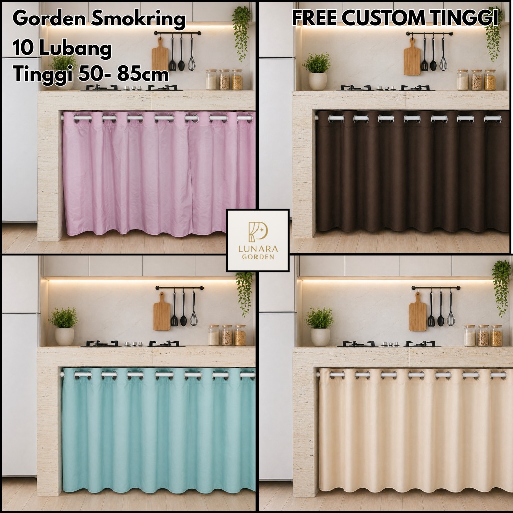 Gorden Kolong Dapur Smokring 10 Lubang Waterproof Anti Air – Tirai Dapur Anti Minyak & Tahan Lama