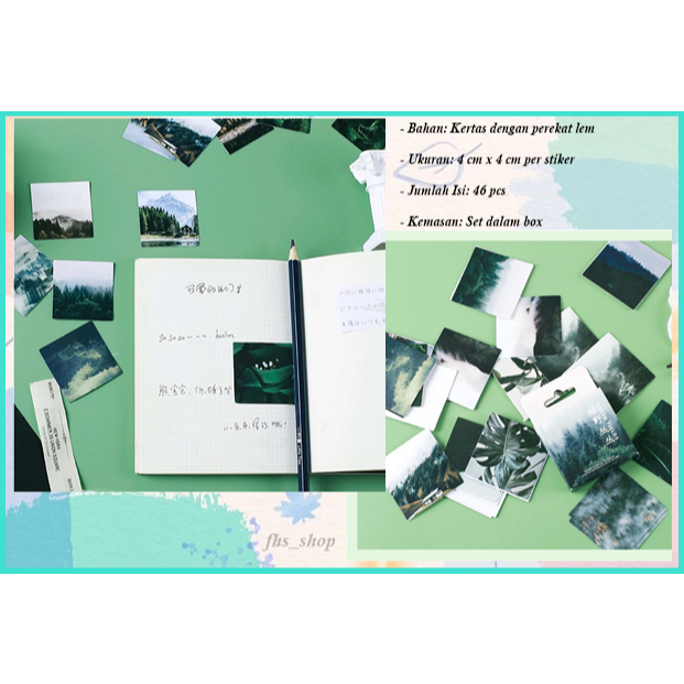 46 Pcs Stiker Aesthetic Stiker Hutan Stiker Dekor Jurnal Stiker Bujo Stiker Scrapbook Stiker Set Box