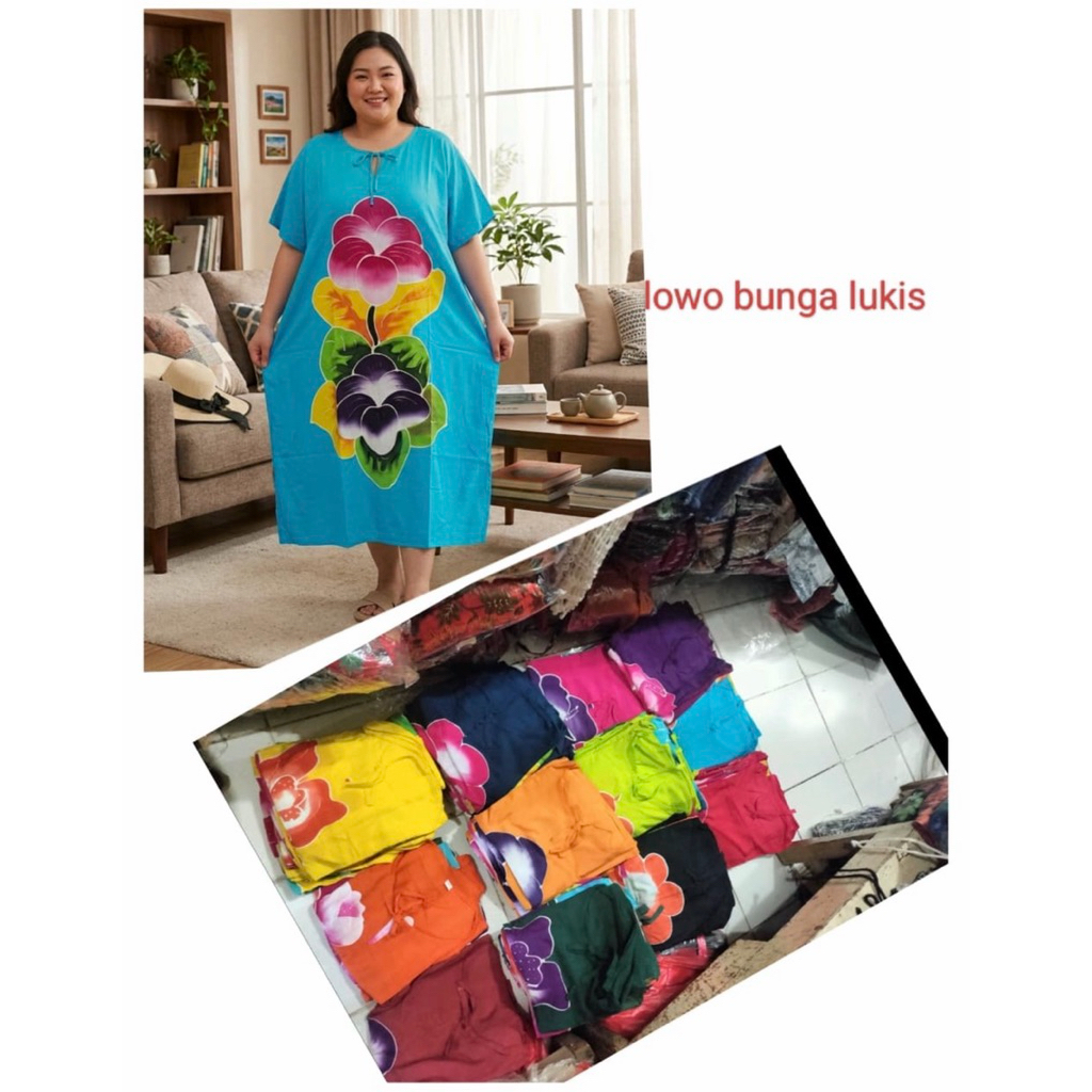 Daster Wanita Lukis Bali Rayon Premium – Adem, Tidak Nerawang, Motif Unik, Daster Kekinian Murah