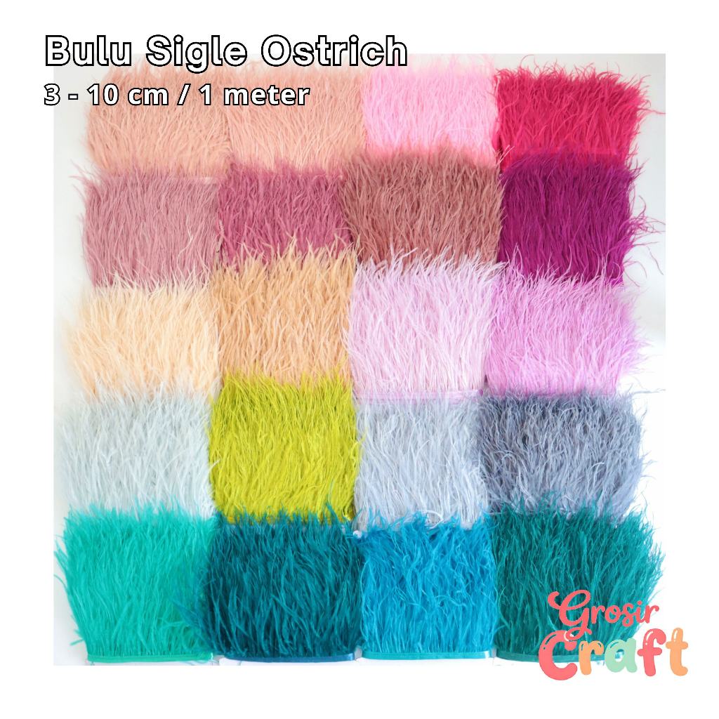 RENDA BULU OSTRICH FEATHER PENDEK / BULU SINGLE OSTRICH / BULU BAJU - 1 METER