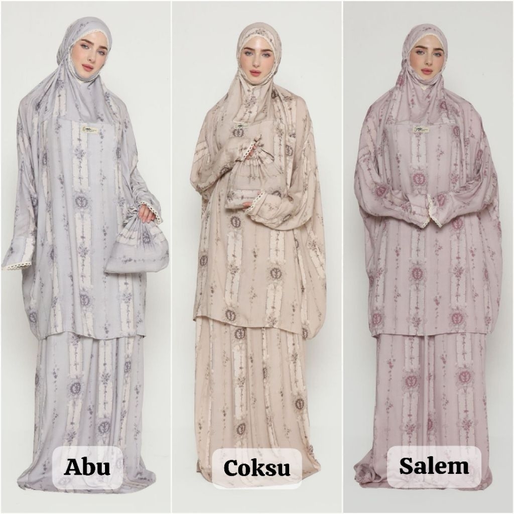MUKENA ATAS BAWAH RENDA KLOK/TUNIK. MUKENA MM RAYON DOFF/VISCOSE PREMIUM. ADEM NYAMAN CANTIK. COD