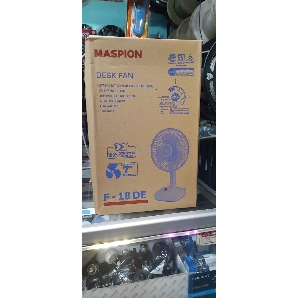 kipas angin meja maspion f 18 de 7inchi