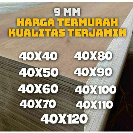 TRIPLEK 9MM SENGON //ALBA LEBAR 40cm// UKURAN LENGKAP// GRATIS BIAYA POTONG