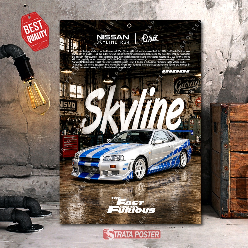Hiasan Dinding Otomotif Poster Mobil Nissan Skyline R34