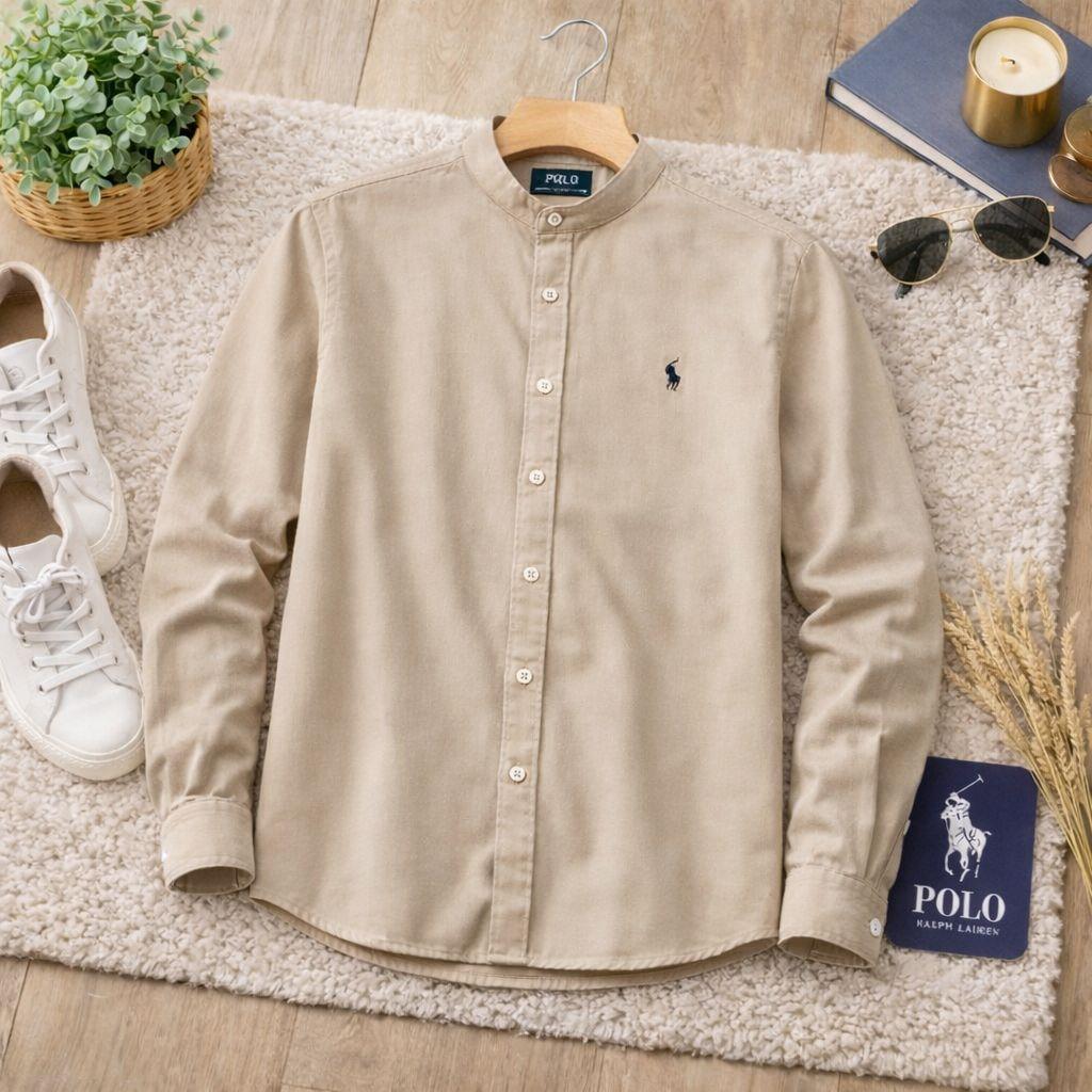 Kemeja Koko Shanghai Pria Lengan Panjang Polo's Slimfit Katun Premium