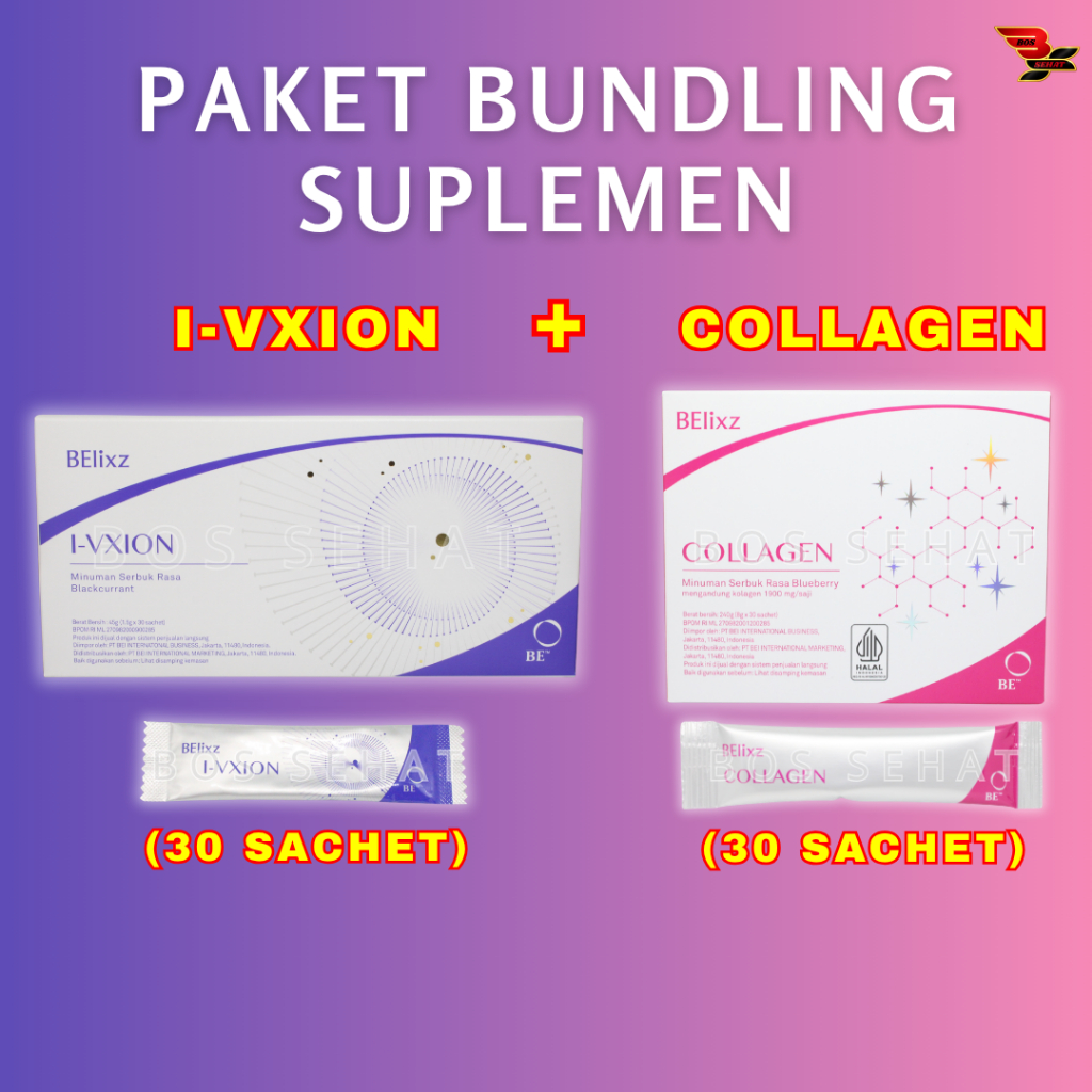 Paket Bundling Suplemen I-VXION + COLLAGEN Original - 1 Box I-VXION isi 30 Sachet + 1 Box COLLAGEN i