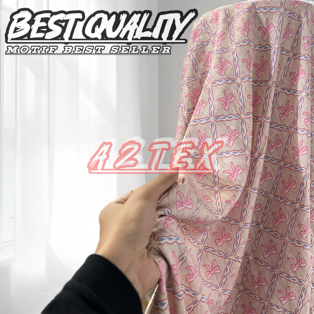 Kain Katun Rayon Viscose Premium - Kain Rayon Motif Pita Terpopuler - Kain Katun Rayon Original - Ba