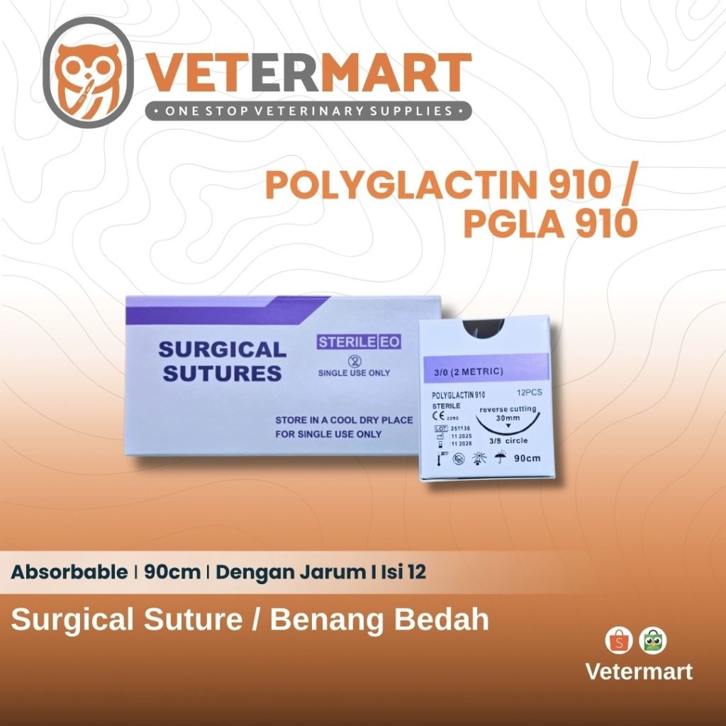 Benang Bedah Polyglactin 910 Braided Surgical Suture - Vicryl - PGLA 910 - Benang Operasi Absorbable