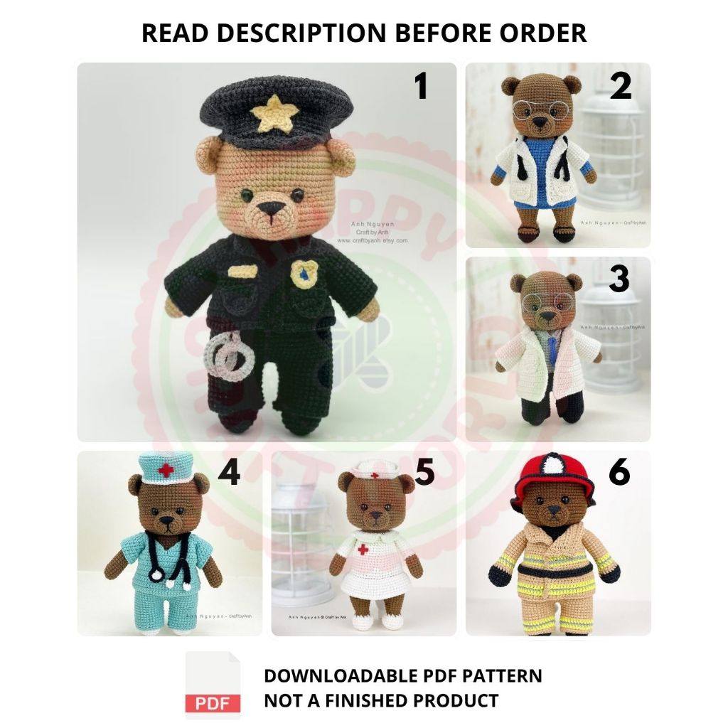 [PDF - Crochet Pattern]  CbyANH Bear Costume Collection