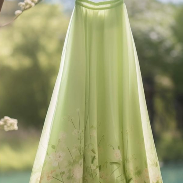 Fashion Mint Mambo Style Green Printing High Waist Skirt