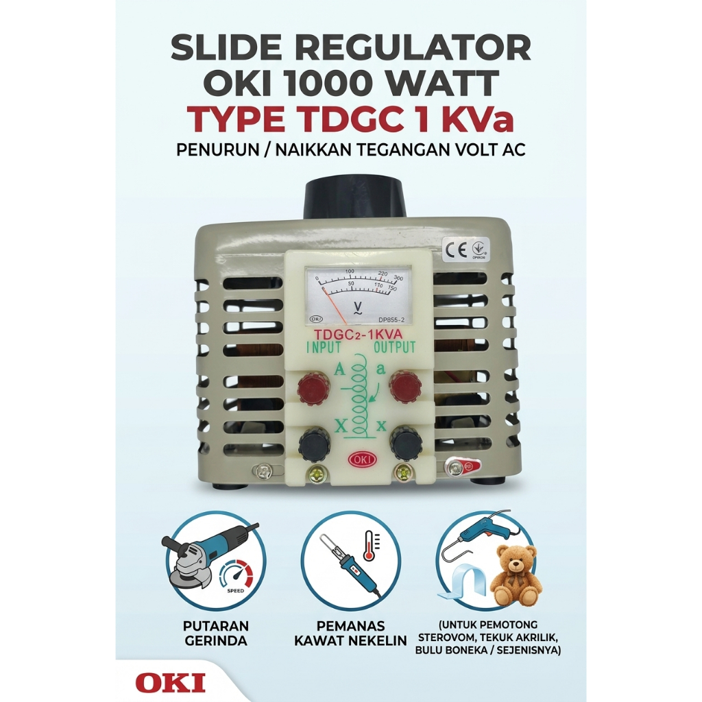 adjustable ac voltage regulator 1000w ( 0V s/d 250 volt AC ) merk OKI