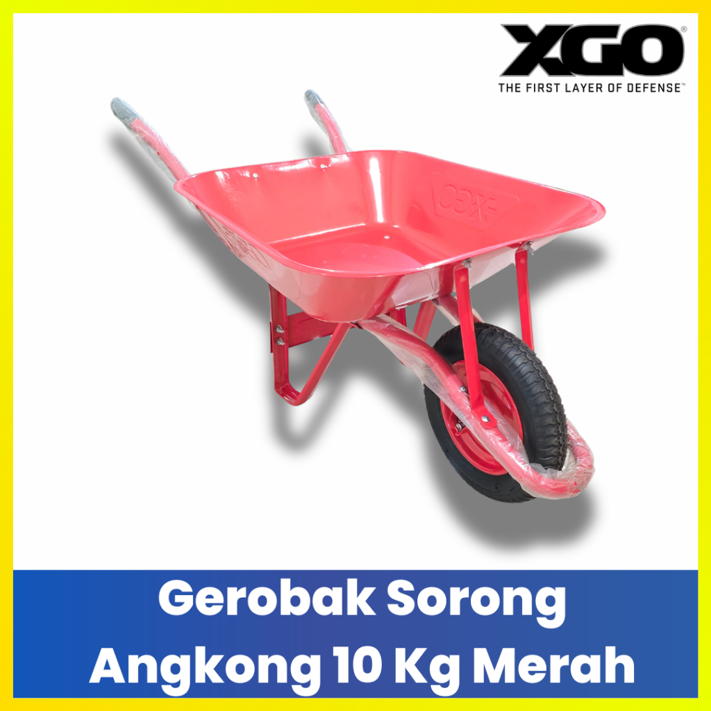XGO Gerobak Sorong Angkong Merah Ban Hidup - Gerobak Proyek Bangunan Kuat