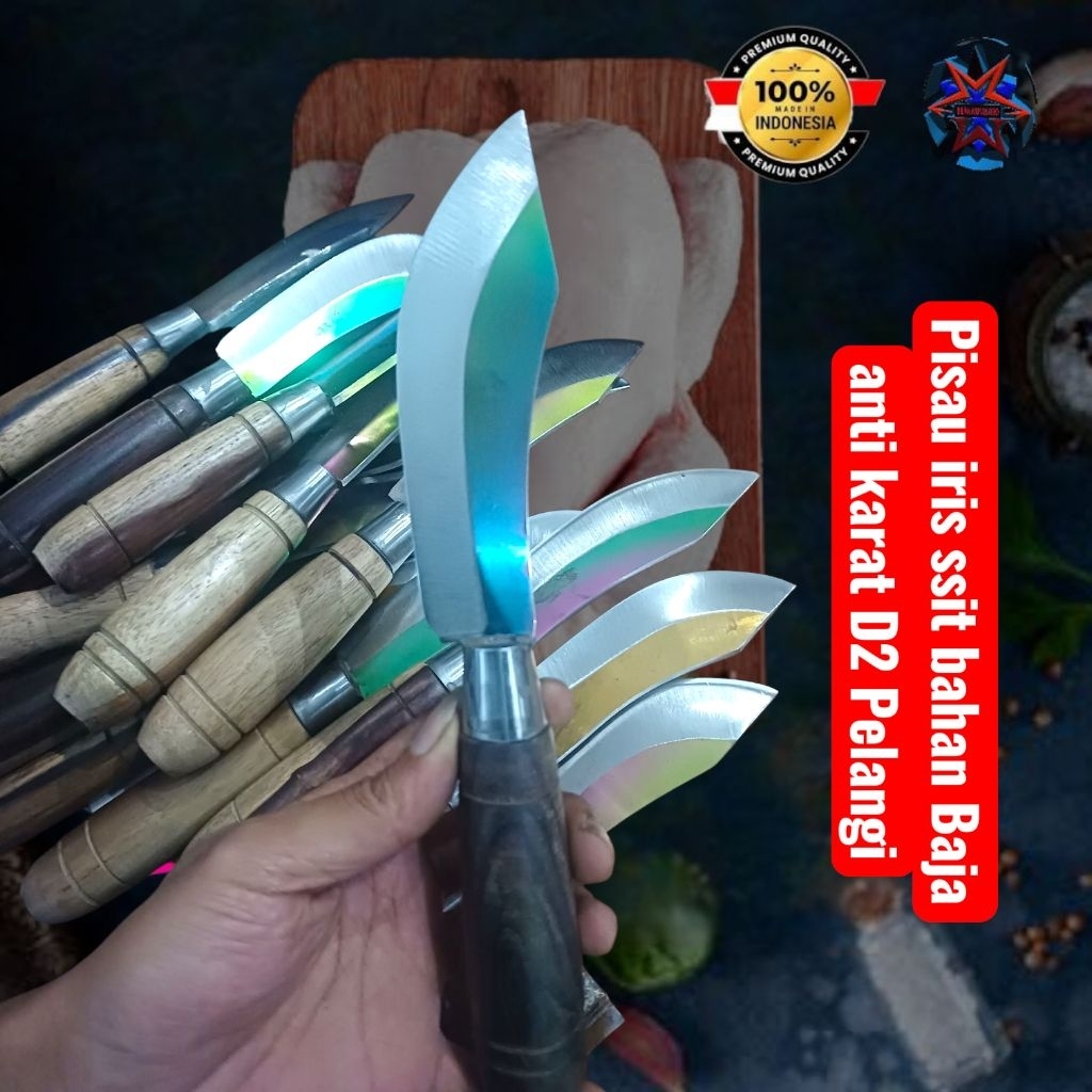 Pisau Bahan D2 Warna Pelangi / Kuning Baja Putih Anti Karat Full Carbon Tinggi