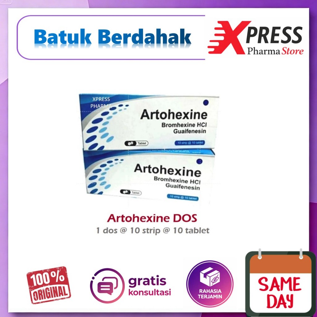 XPRESS  DOS Artohexine Obat Batuk Berdahak Artohexin Tablet GG Bromhexine Guaifenesin Zc