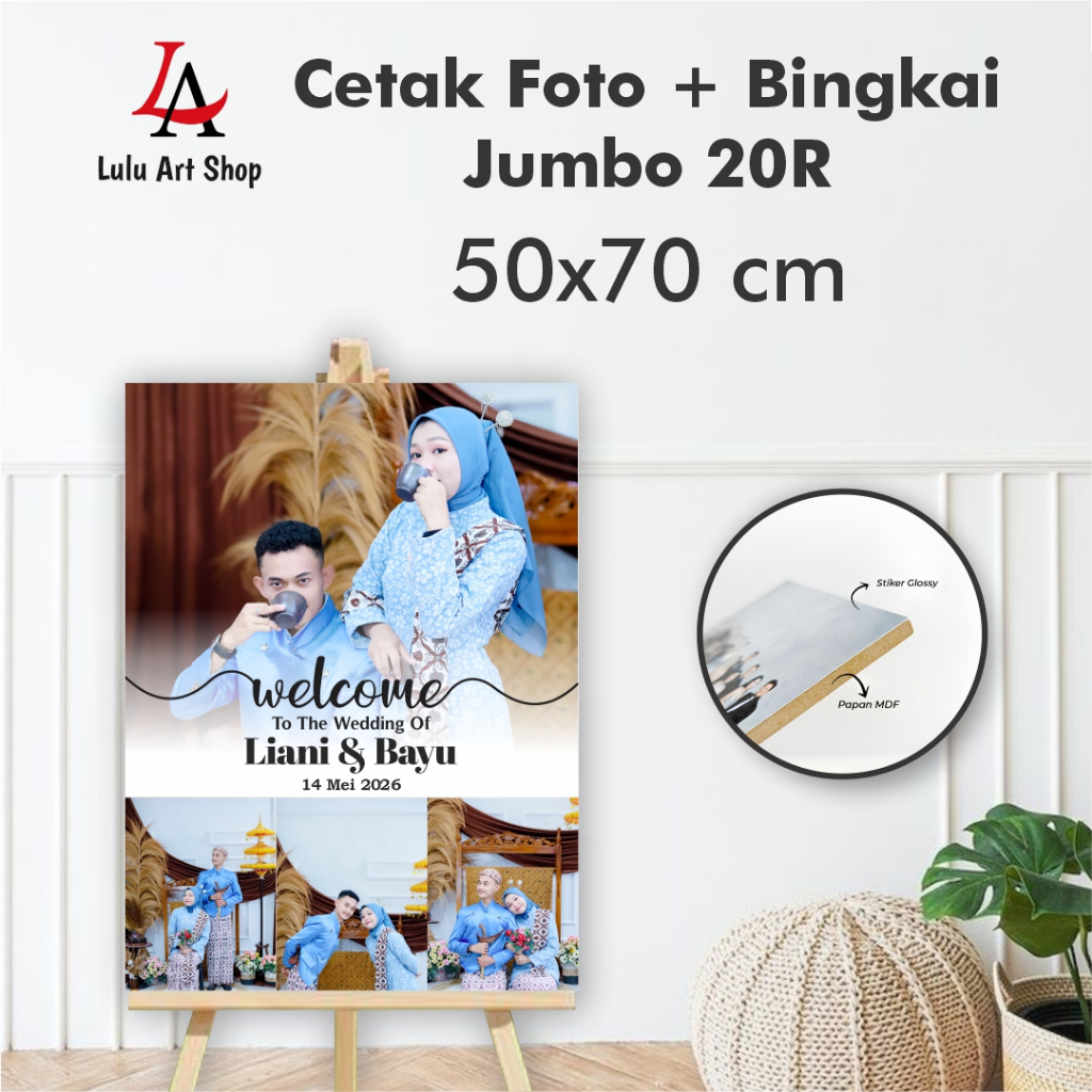 CETAK FOTO + BINGKAI JUMBO 20R 50X70 CM