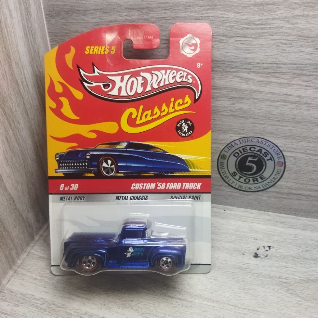 hotwheels classics series 5 custom 56 ford truck biru