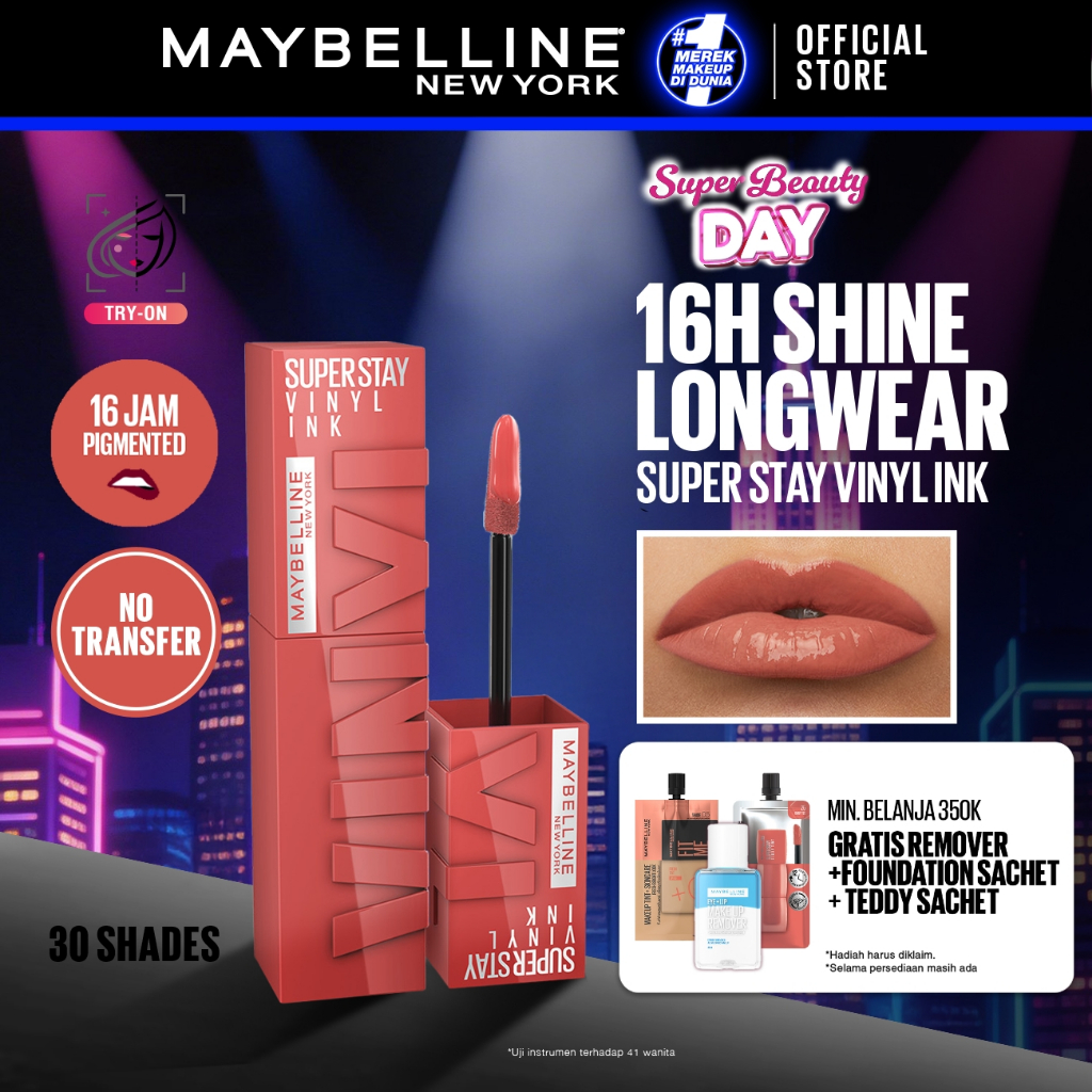 [NEW LIMITED 5 RACING SHADES] MAYBELLINE OFFICIAL Superstay Vinyl Ink 4.2 ml - Shiny Pigmented Liqui