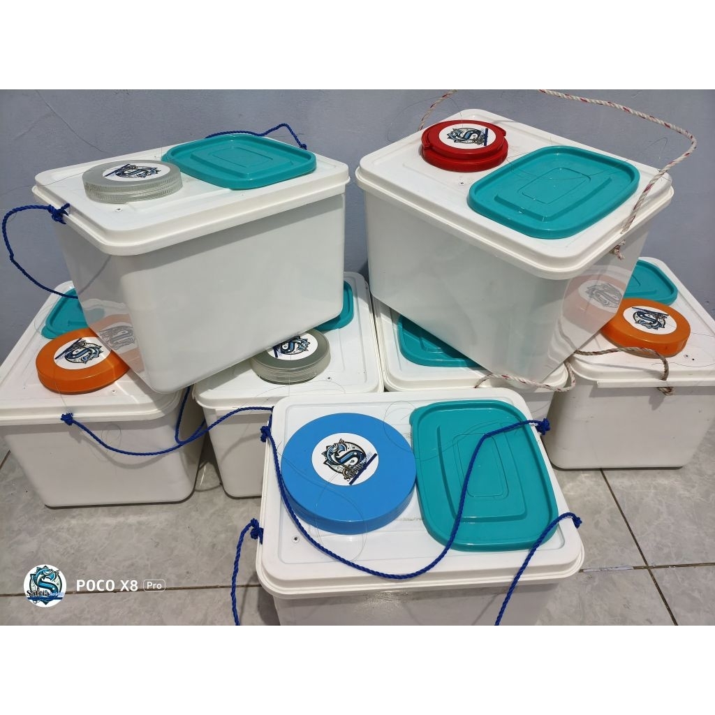 Box udang umpan hidup bagasi uk 8L Lega dilengkapi bagasi wadah aerator