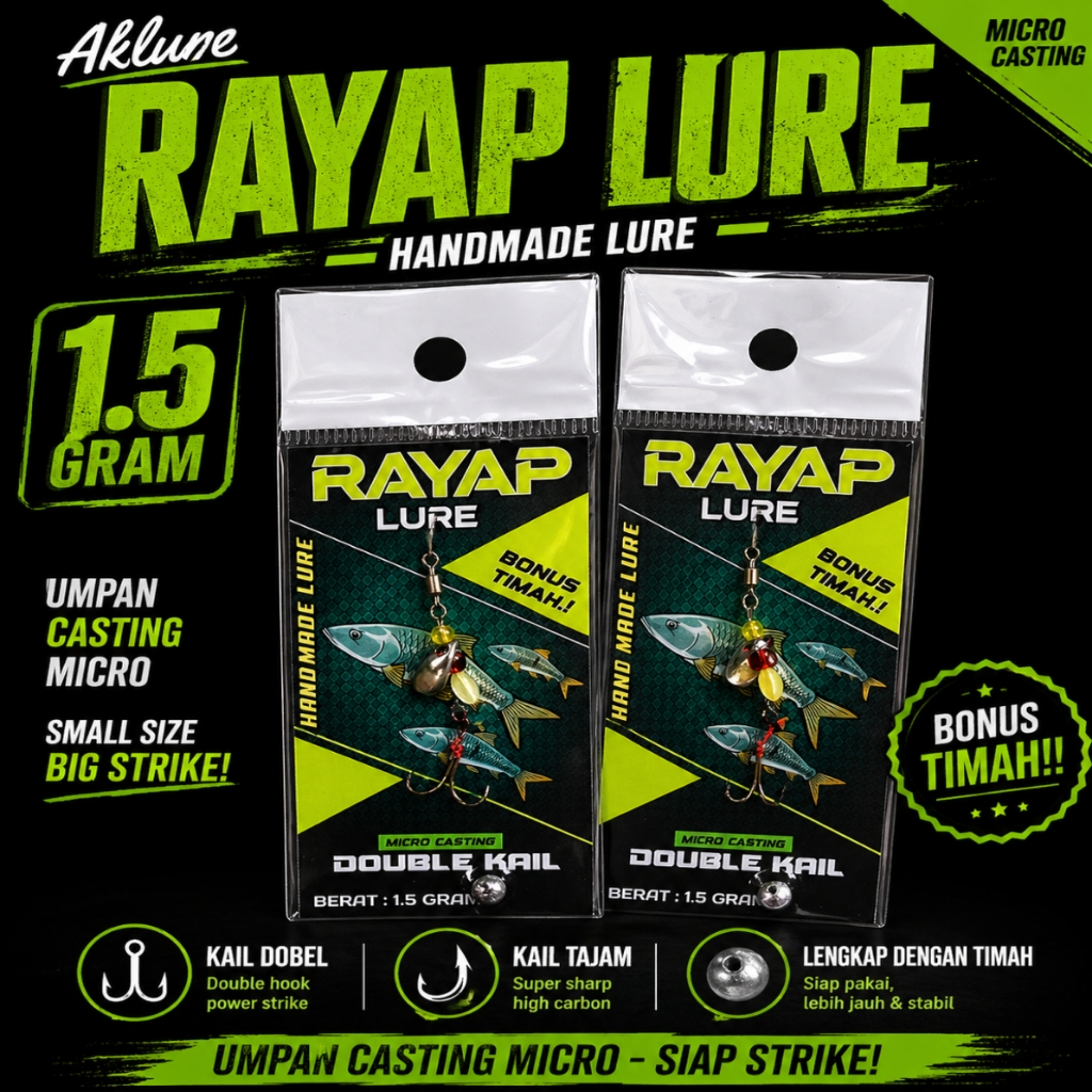 RAYAP LURE,kail dobel ,Umpan Casting Ikan Wader dan ikan kecil.