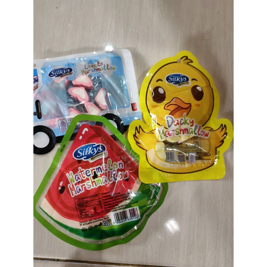 Silkys Marshmallow karakter 30 pcs - Bentuk lucu(bebek, semangka, mobil)