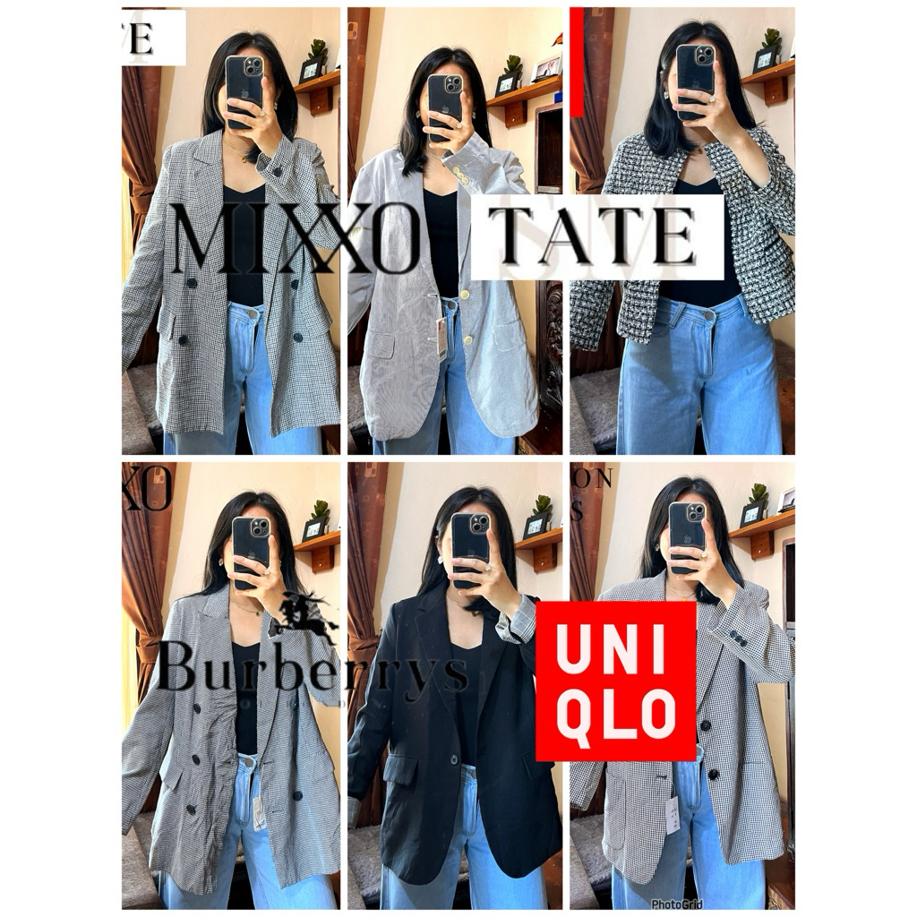 TARTAN BLAZER | BLAZER CASUAL BRAND UNIQLO | BLAZER NAVY UNIQLO | BLAZER JACKET RILEKS JERSEY UNIQLO