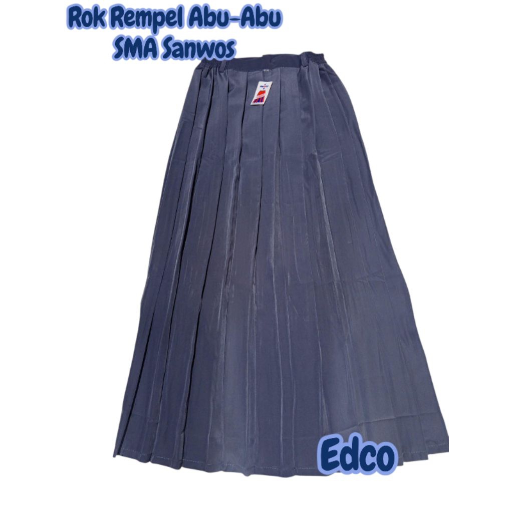 Rok SMA Abu-Abu Rempel/Lipat Panjang Bahan SANWOS/Licin Seragam Sekolah