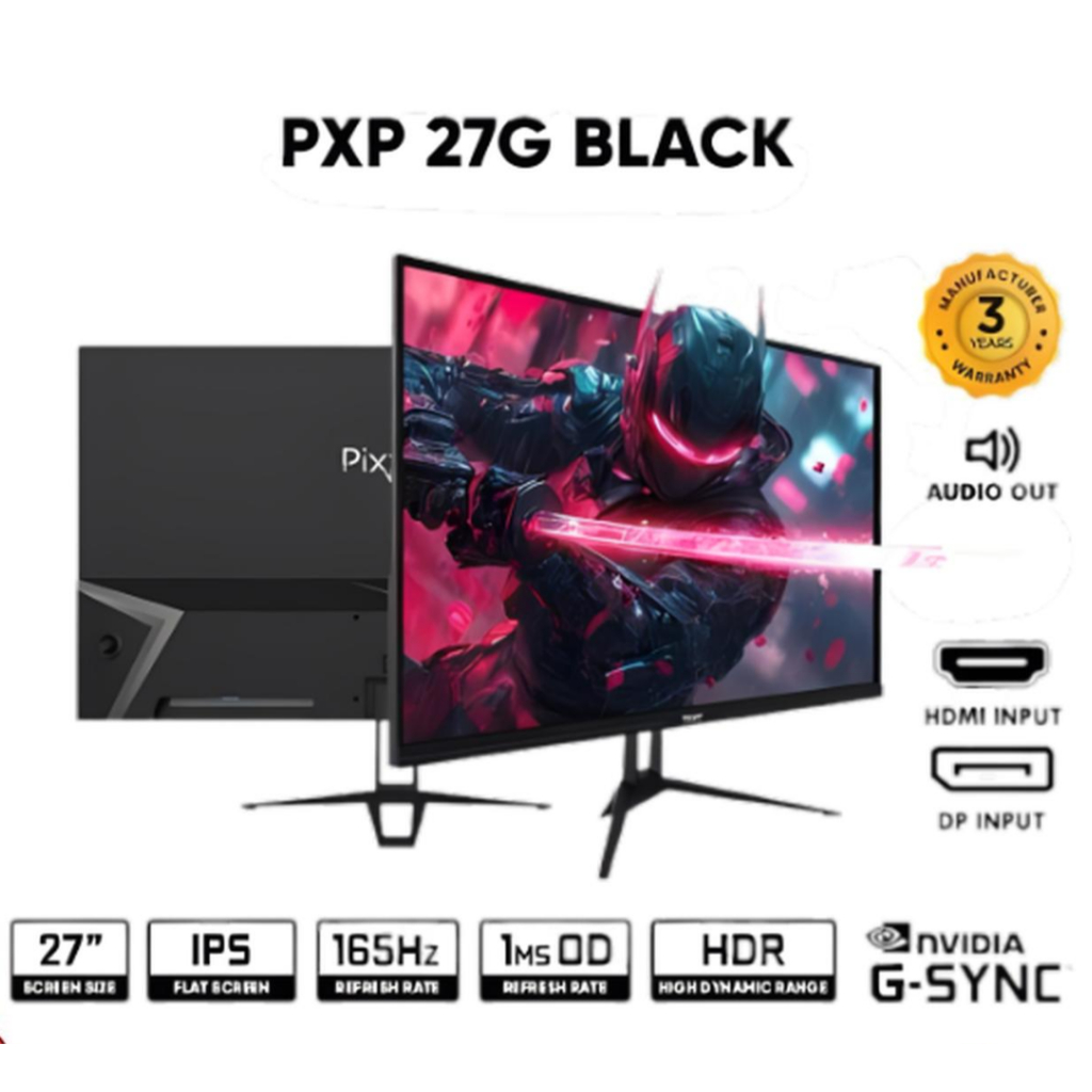 Monitor Gaming Armaggeddon 27" 165Hz IPS Built In Speaker FreeSync Nvidia G-SYNC Frameless