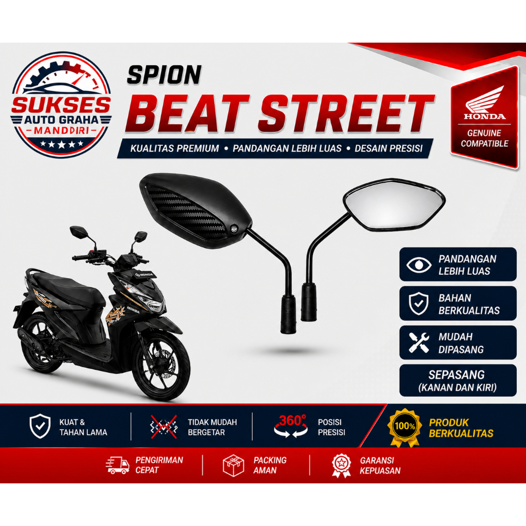 SPION MOTOR HONDA BEAT STREET 2020-2025 KERETA KACA SPION KERETA KACA SPION SEPASANG