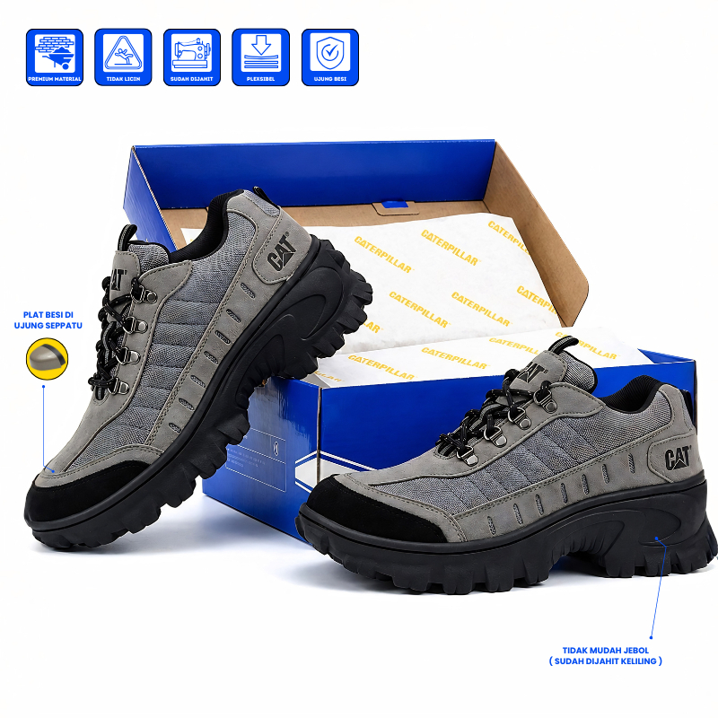 Sepatu Safety Pria - Sepatu Boots Safety Outdor Kerja Lapangan Proyek Bangunan Ujung Besi