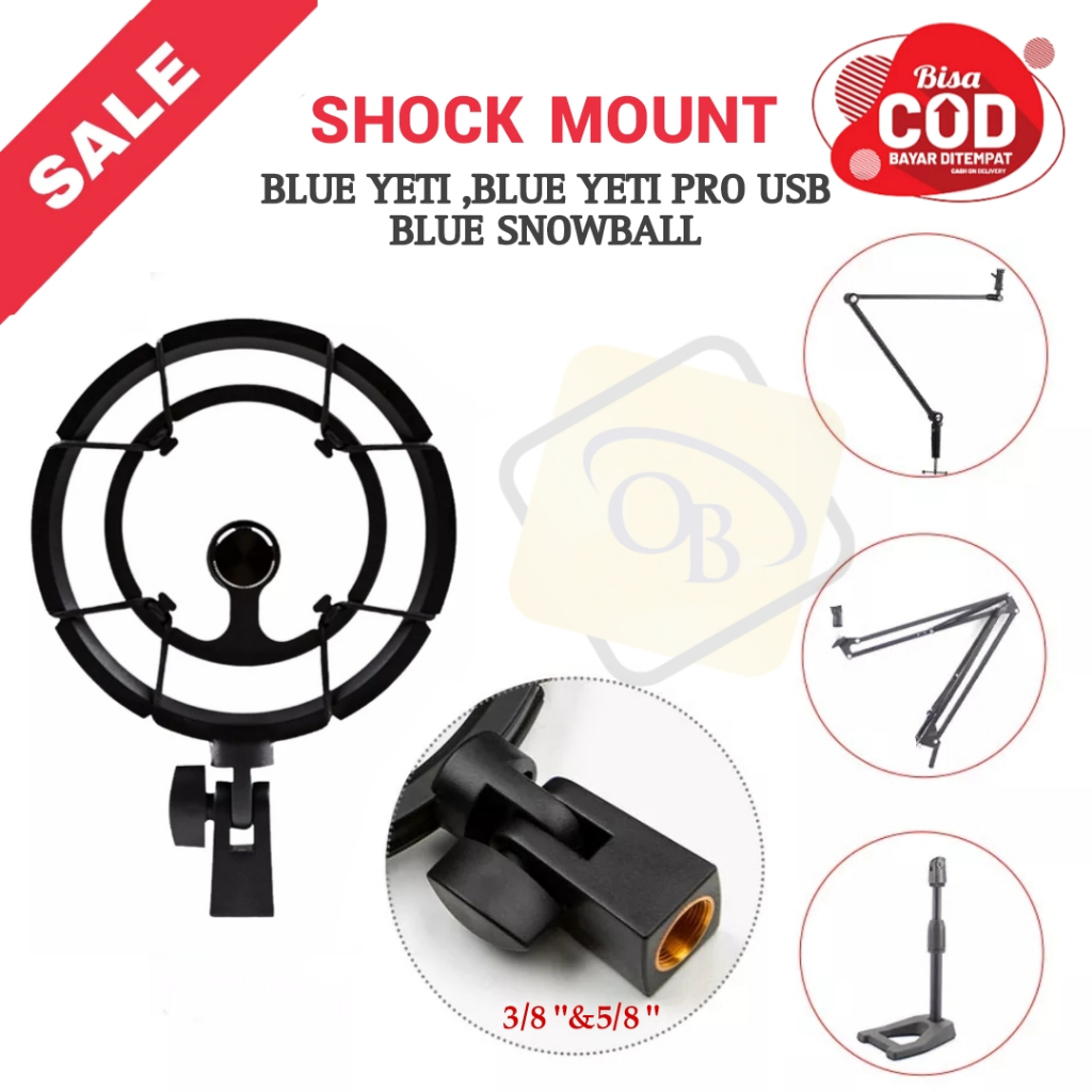 Shock mount Blue Yeti Pro USB Blue Snowball drat mic 5/8 inch Profesional dengan drat stand mic 3/8 