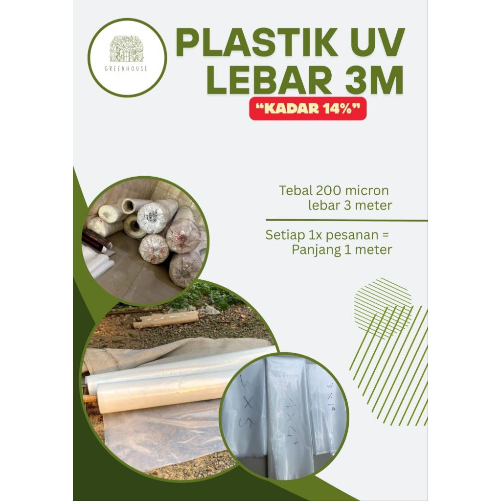 Plastik UV Greenhouse 200 micron 14% lebar 3 meter