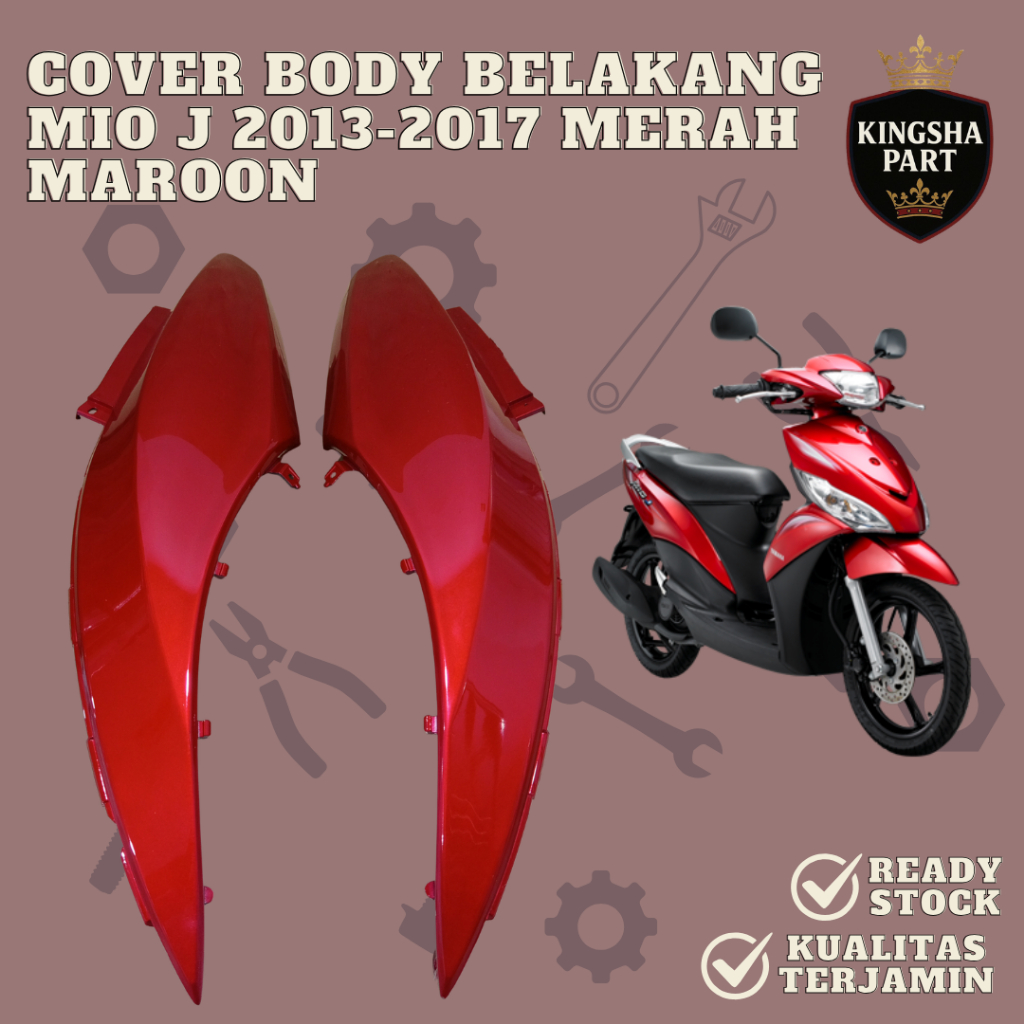 Cover Body Belakang Mio J/Mio GT Bodi Samping Mio J Mio GT MERAH MAROON Tenshi
