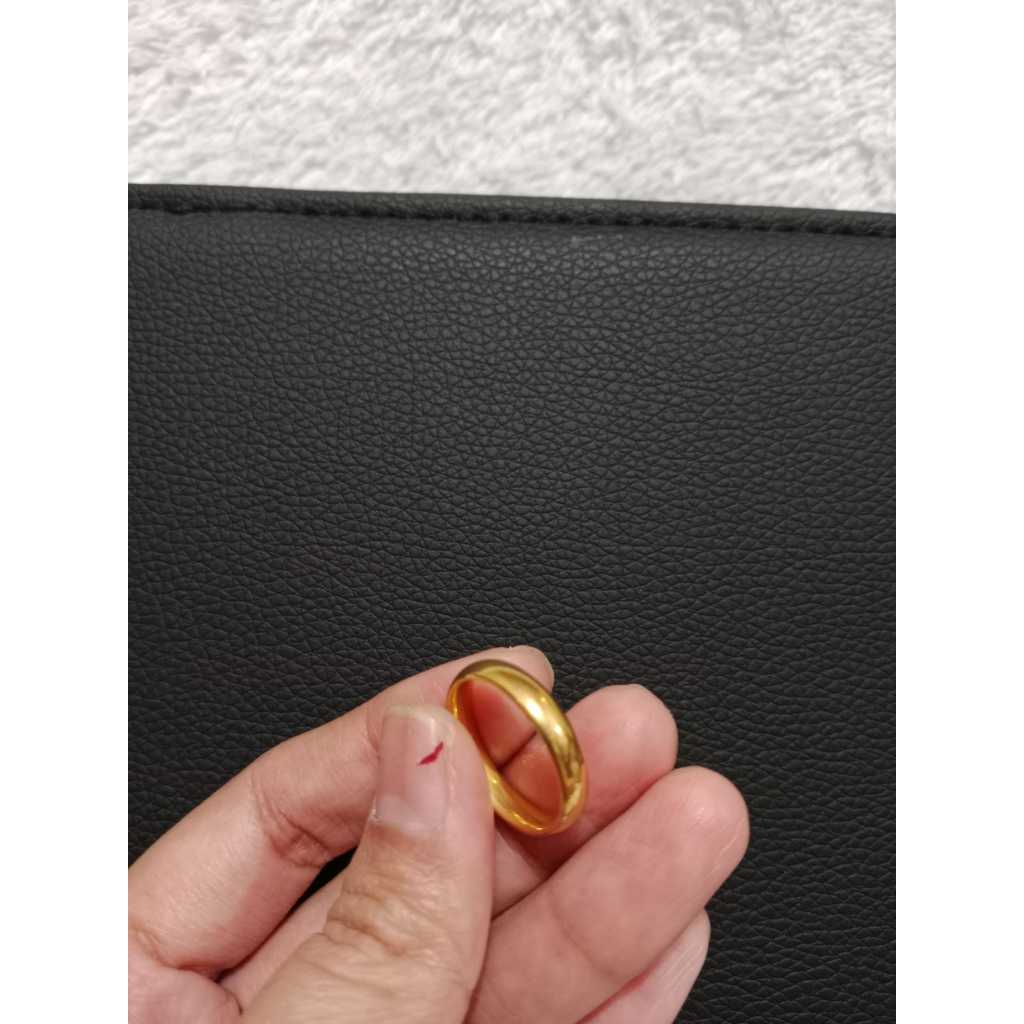 Cincin Nikah Titanium Wanita Lapis Emas Anti Karat Polos Gold