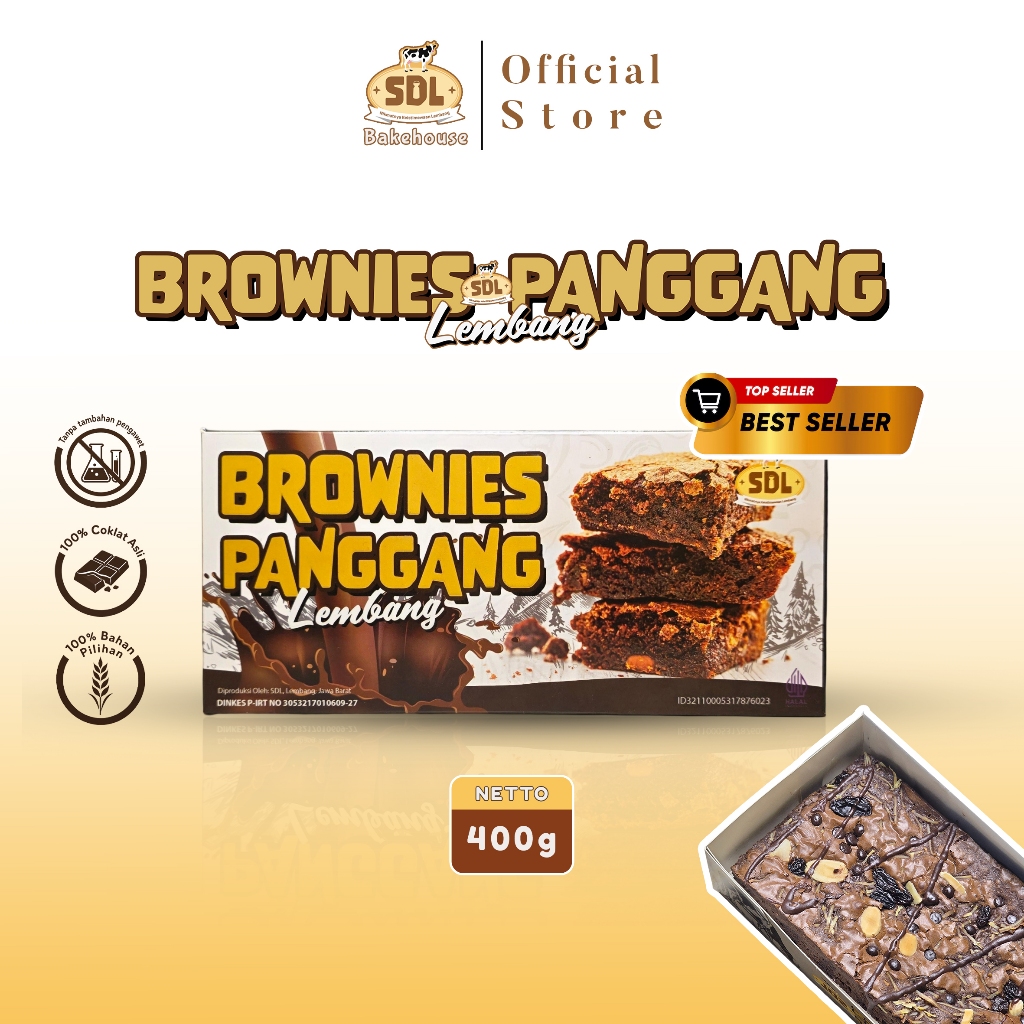 [ FRESH PRODUKSI BARU ] Brownies Panggang Lembang SDL - Brownies Shiny Crust Original Oleh-oleh Lemb