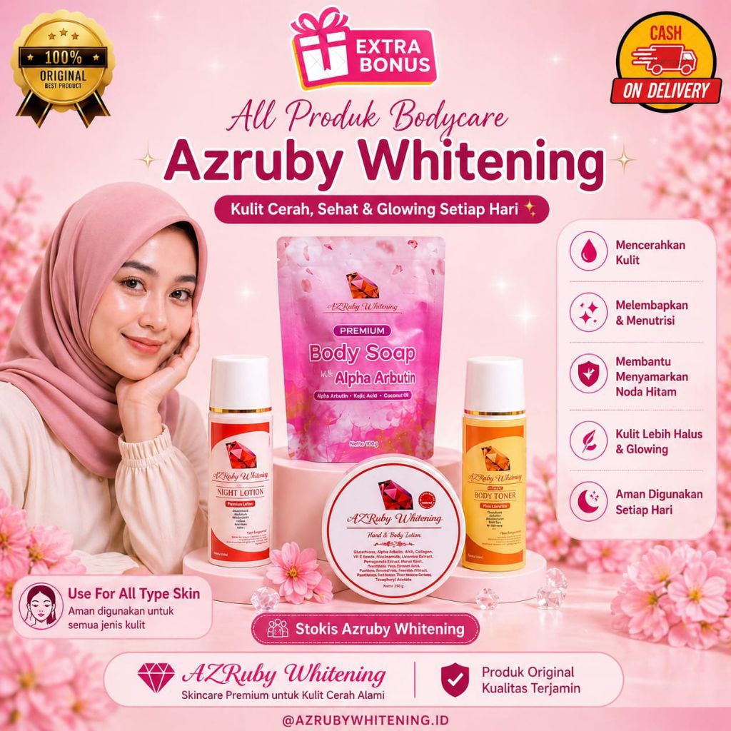 Azruby Whitening Lotion Pemutih ampuh mencerahkan BPOM aman Bumil Busui