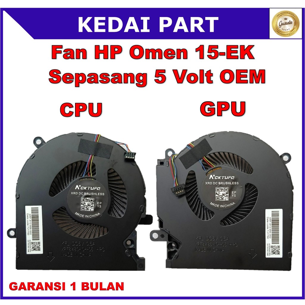 Fan HP Omen 15-EK 15-ek0044tx 15-ek0045tx 15-ek0105tx 5 Volt Sepasang OEM
