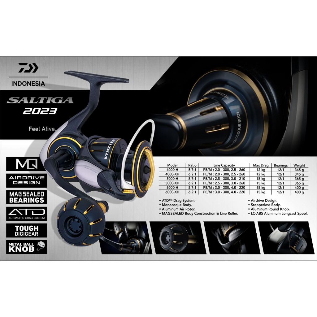 REEL DAIWA SALTIGA 2023 - 4000XH/4000H/5000XH/5000H/6000XH/6000H - ORIGINAL