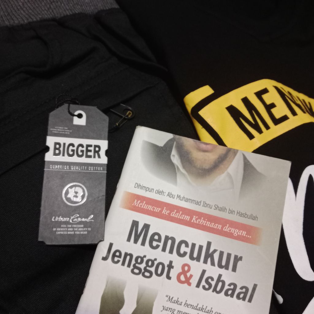 PROMO SET BAJU KAOS + CELANA JOGGER IKHWAN/PRIA MANHAJ SALAF FREE BUKU KECIL