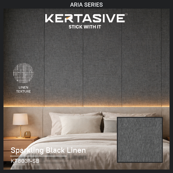 SPARKLING BLACK LINEN 50mtr - KERTASIVE FILM L.122CM