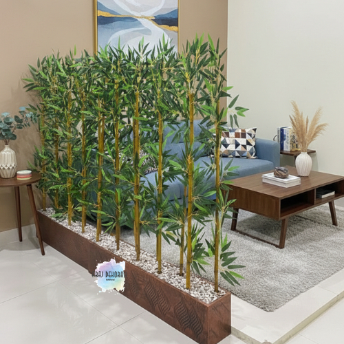 Bambu Partisi Artificial Tinggi 120 cm Panjang 50 cm Bambu Cendani Daun Sintetis