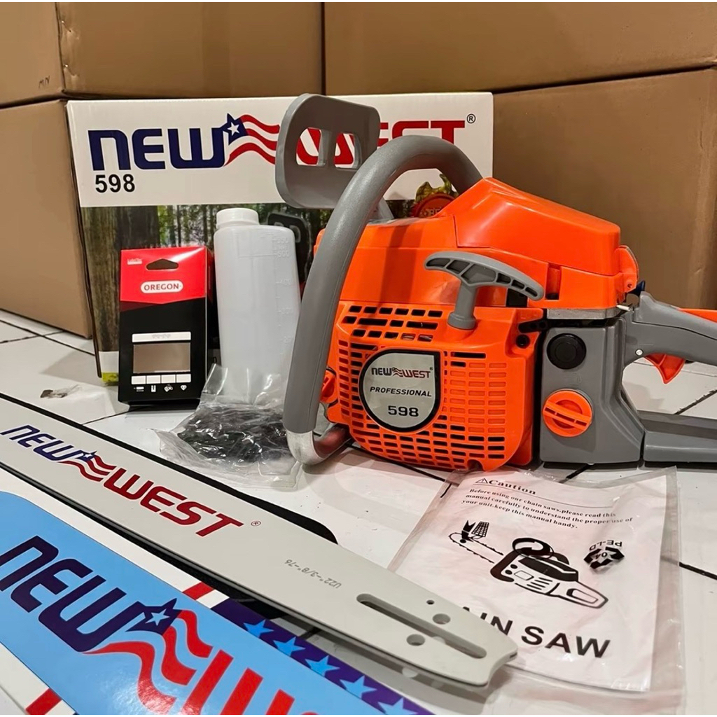 Chainsaw New West 598 "22"Inch Gergaji Mesin Potong Kayu Besar