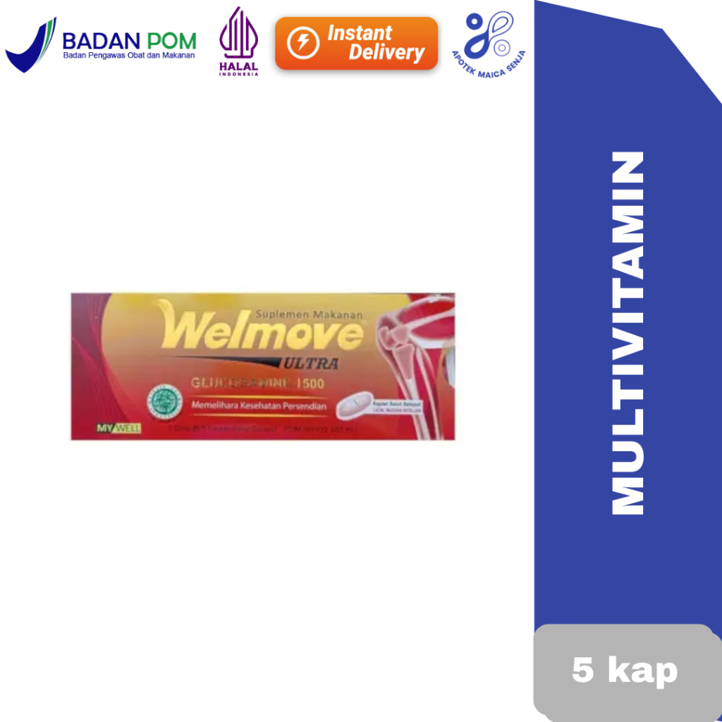 Welmove Ultra 5 Kaplet - Suplemen Sendi Glucosamine 1500mg, Membantu Meredakan Nyeri Sendi