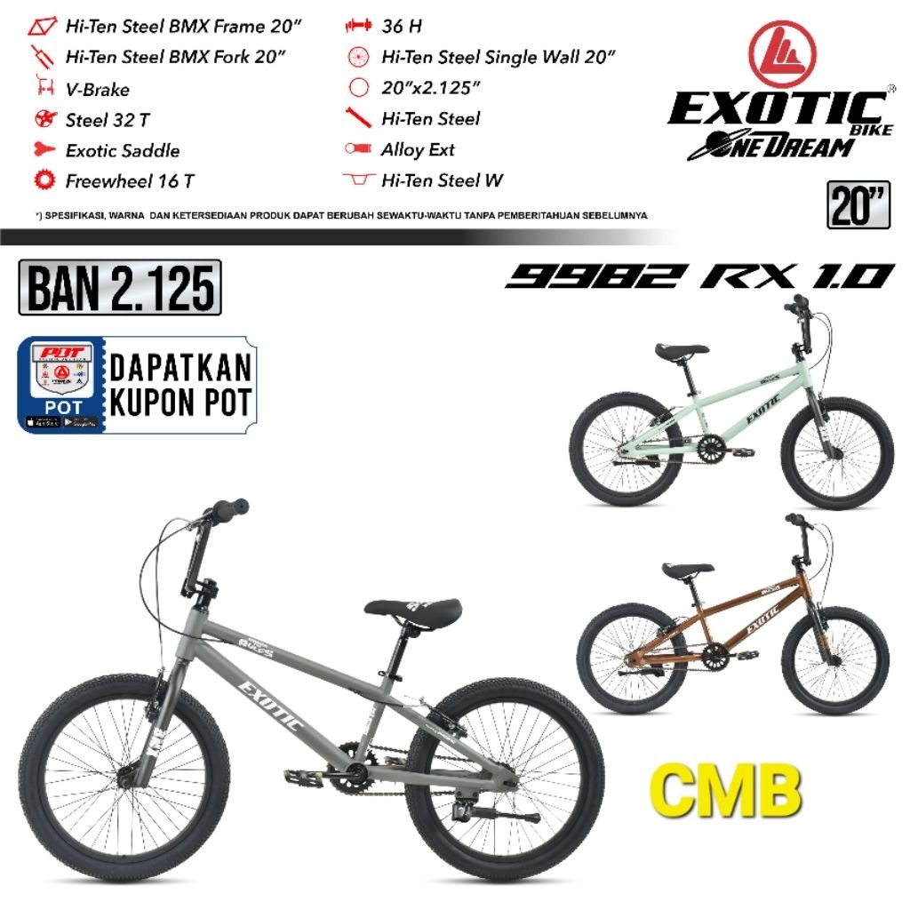 SEPEDA BMX  EXOTIC UKURAN 20. (9982 RX 1.0).