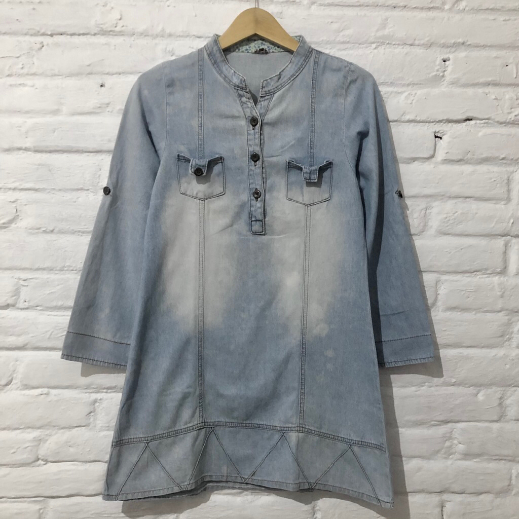 Tunik denim size M LD 90 panjang 80 white washed jeans y2k sku 2000