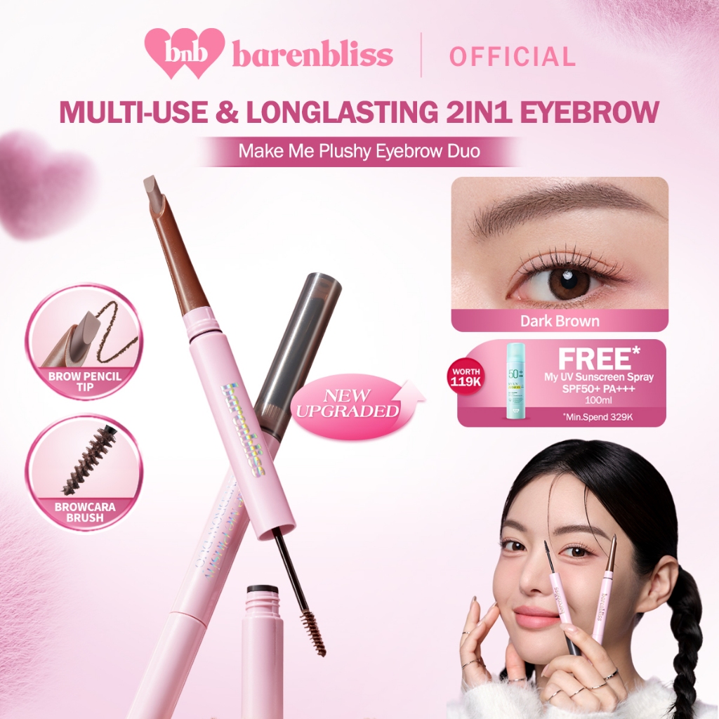 [BEST SELLING] BNB barenbliss Make Me Plushy Eyebrow Duo 2-in-1 Pensil Alis & Browcara 24H Tahan Lam