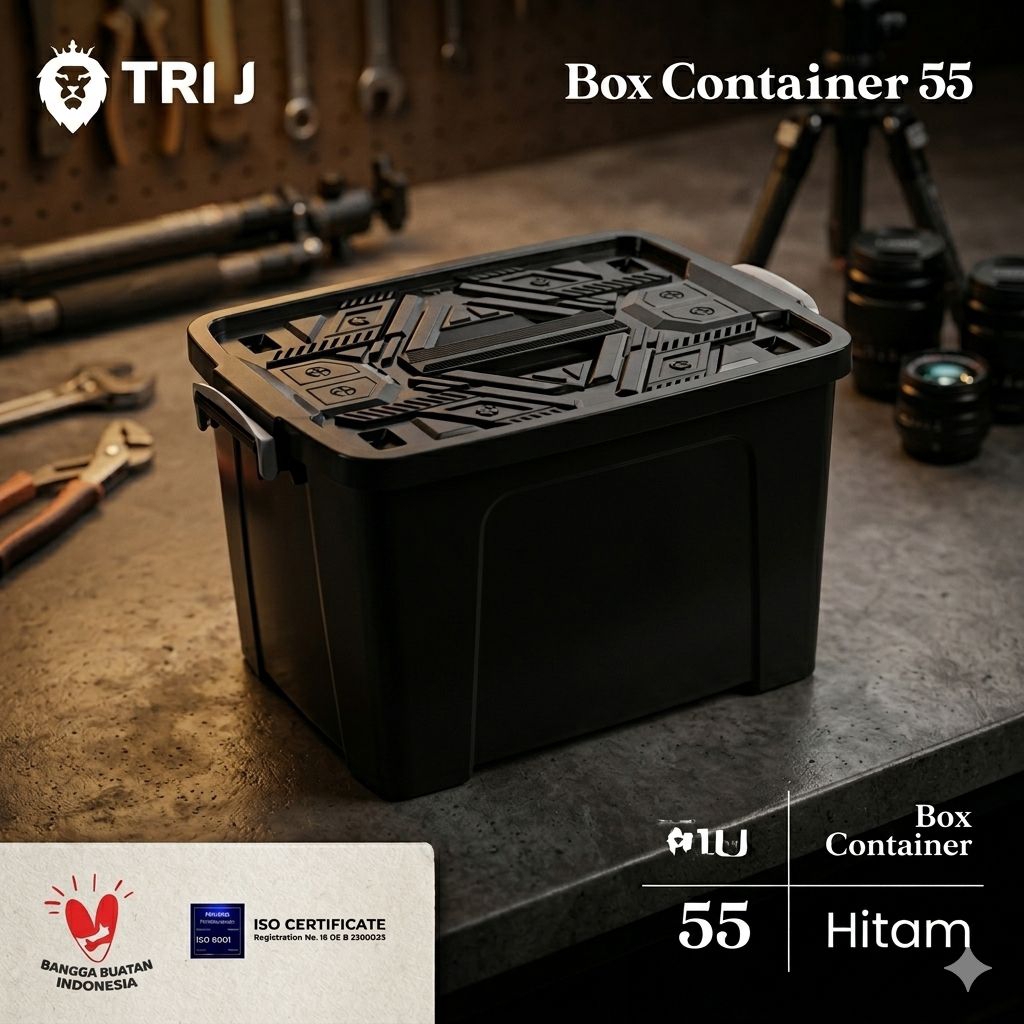BOX CONTAINER 55 LITER DENGAN HANDLE - Kontainer Box Plastik Jumbo / Container Box Handle Jumbo / bo