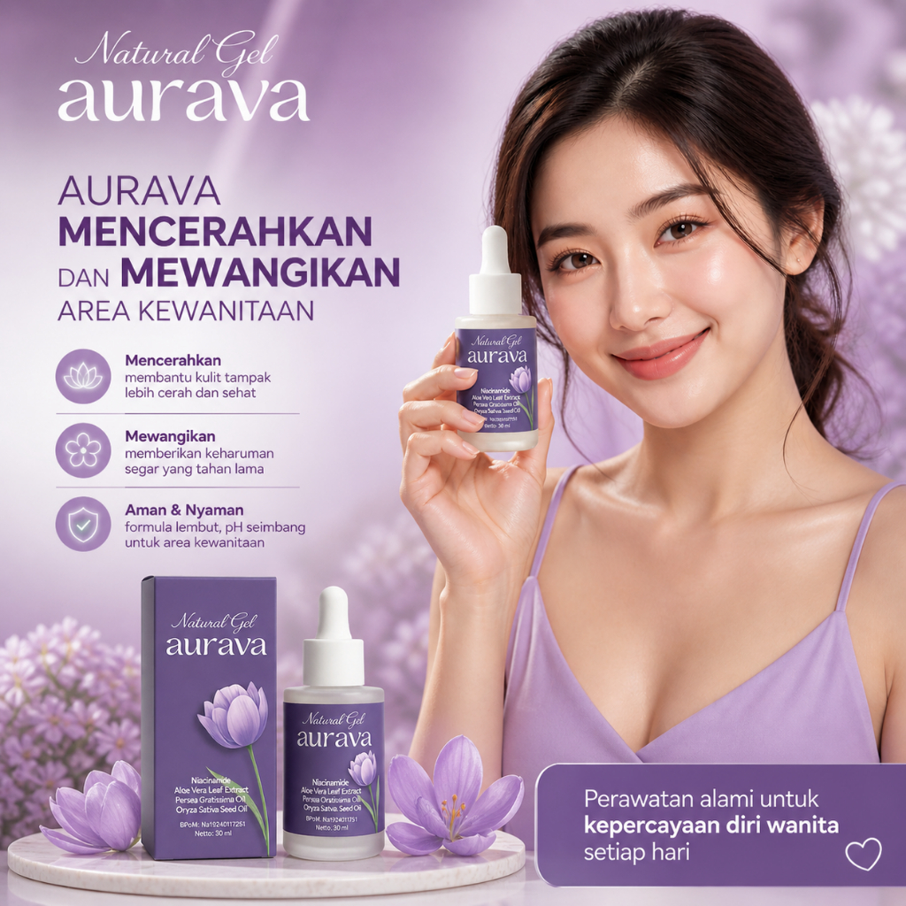 AURAVA NATURAL GEL INTIMATE FEMININE CARE PEMBERSIH PENCERAH AREA KEWANITAAN