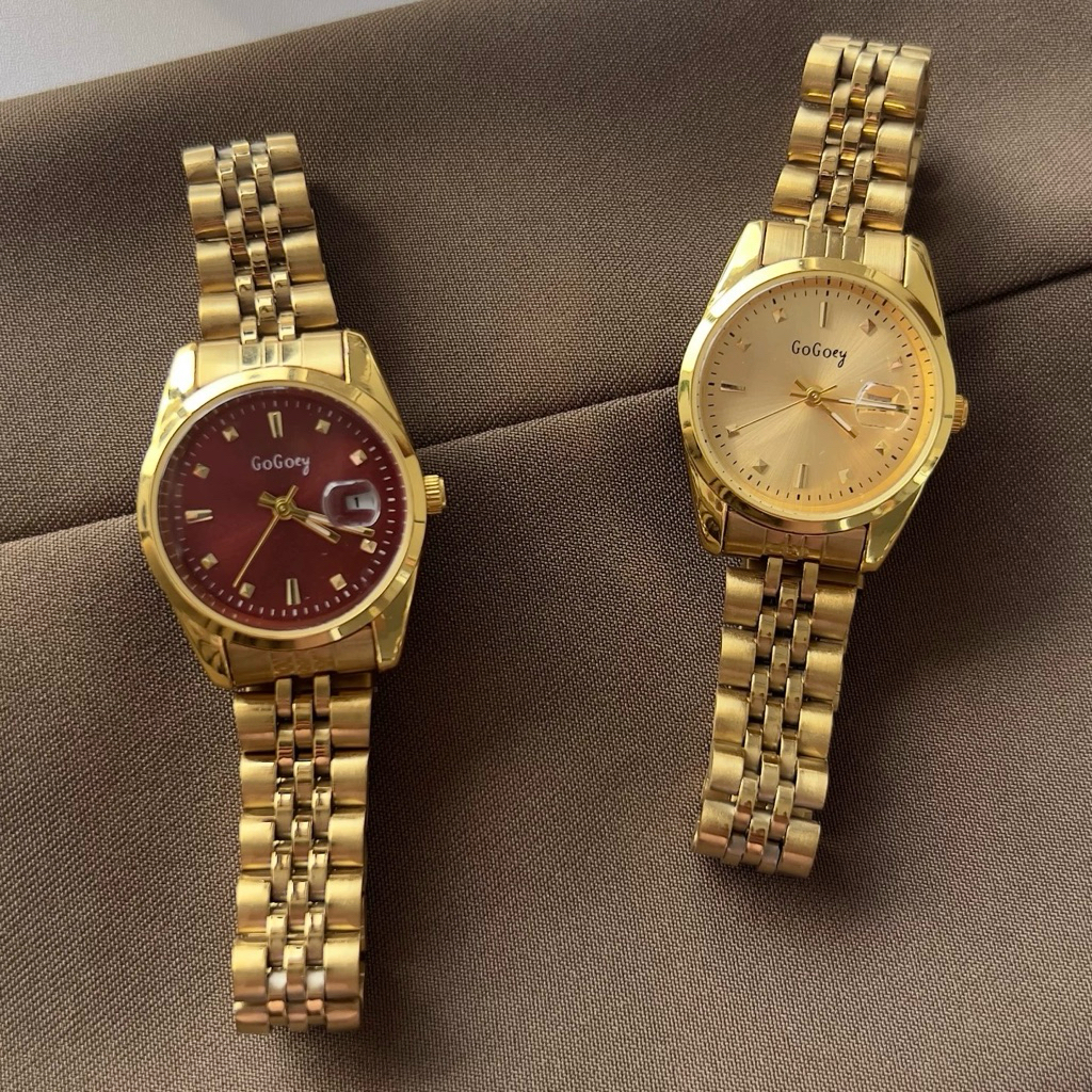 Premium Watch Wanita Gogoey Tanggal Rantai Stainless Steel Jam Tangan Wanita Luxury